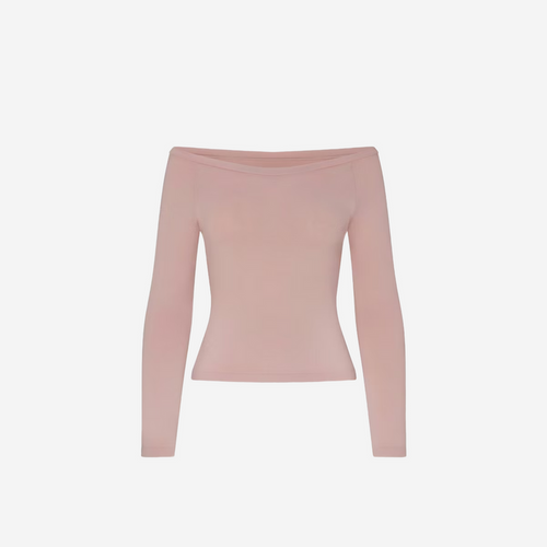 Nike SKIMS STRETCH KNIT LONG SLEEVE BOATNECK TOP HIMALAYAN