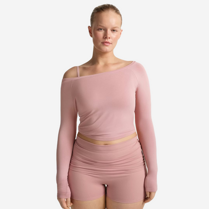 Nike SKIMS STRETCH KNIT LONG SLEEVE BOATNECK TOP HIMALAYAN