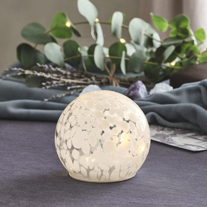 Small White Confetti Glass Globe LED Decoration