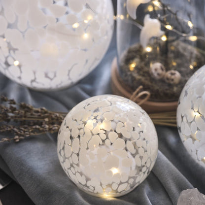Small White Confetti Glass Globe LED Decoration