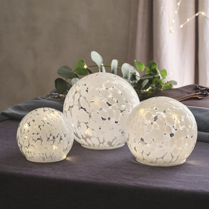 Small White Confetti Glass Globe LED Decoration