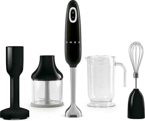 Smeg - 50's Retro Style Immersion Black Hand Blender With Accessories - HBF22BLUS - DISCONTINUED