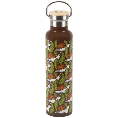 Questionables Snail Insulated Glass Bottle with colorful snail design, durable double-wall insulation for hot and cold drinks.