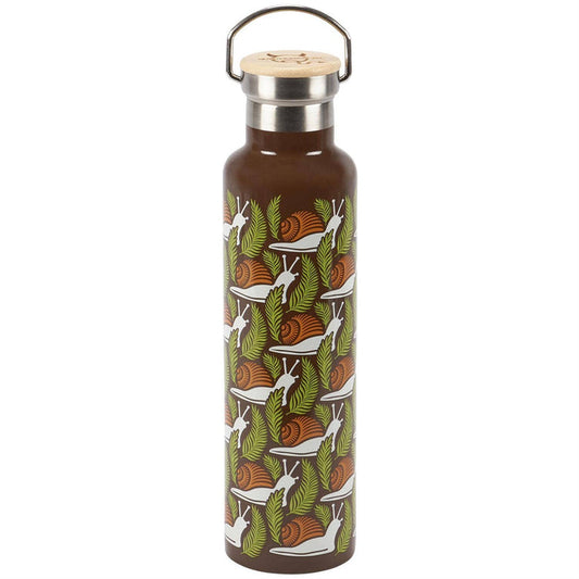 Questionables Snail Insulated Glass Bottle with colorful snail design, durable double-wall insulation for hot and cold drinks.