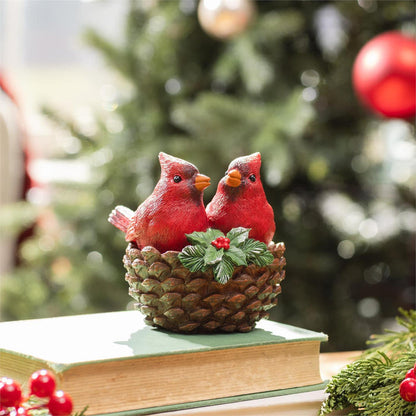Snowbirds Cardinal Couple in Basket