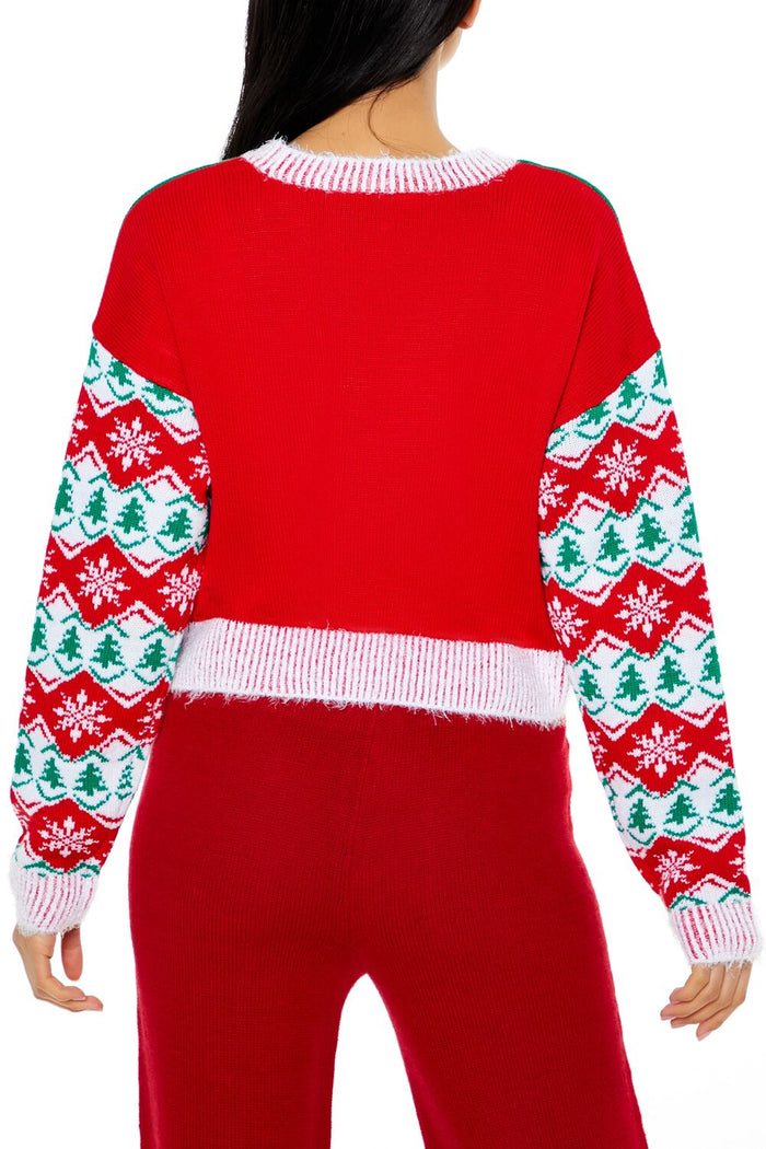 Snowboarding Santa Cardigan Sweater