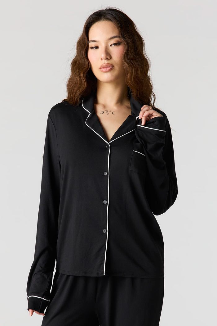 Soft Button-Up Long Sleeve Top & Pant Pajama Set