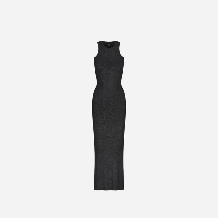 SOFT LOUNGE SHIMMER RACERBACK DRESS ONYX