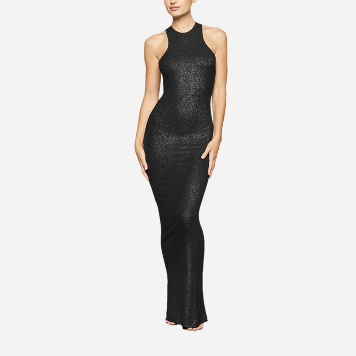SOFT LOUNGE SHIMMER RACERBACK DRESS ONYX