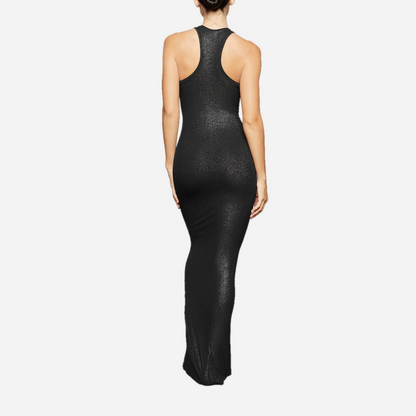 SOFT LOUNGE SHIMMER RACERBACK DRESS ONYX