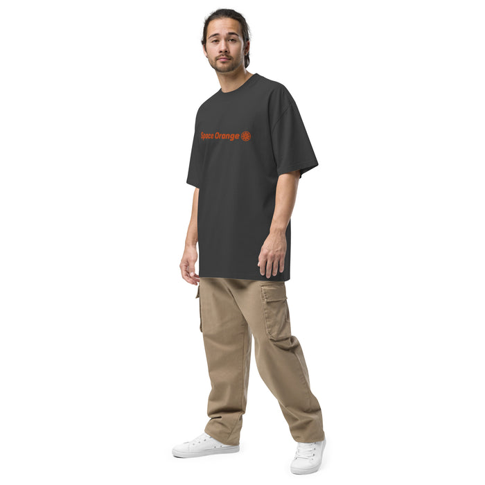Space Orange Embroidery Oversized faded t-shirt