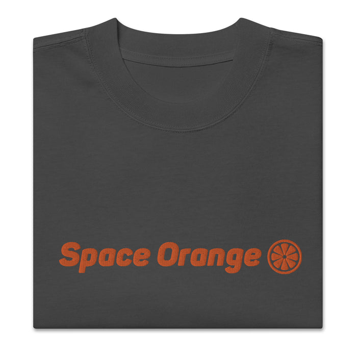 Space Orange Embroidery Oversized faded t-shirt