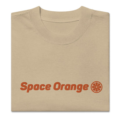 Space Orange Embroidery Oversized faded t-shirt