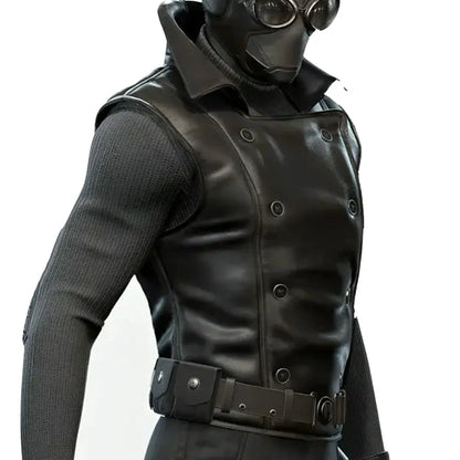 Spider-Man Noir Black Leather Cosplay Vest - Leveljacket