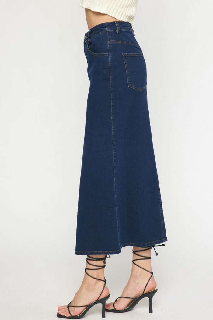 Split denim skirt