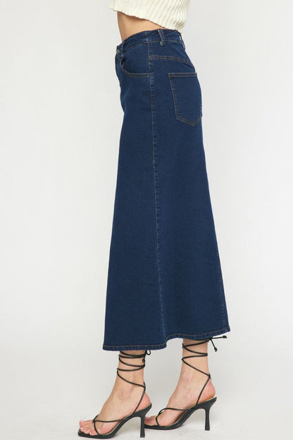 Split denim skirt