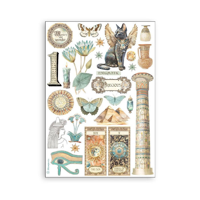 Stamperia - A5 Washi Pad - 8/Pkg - Fortune. The washi album is printed on 8 sheets of translucent washi paper, which is easy to cut. It works best on light surfaces. Available at embellish Away located in Bowmanville Ontario Canada.
