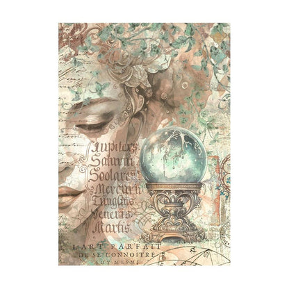 Stamperia - Assorted Rice Paper Backgrounds A6 - 8/Sheets - Fortune. Rice papers are wafer thin and can be used for wrapping, decoupage, painting, molding and are perfect for mixed media projects and other paper crafts. Available at Embellish Away located in Bowmanville Ontario Canada.
