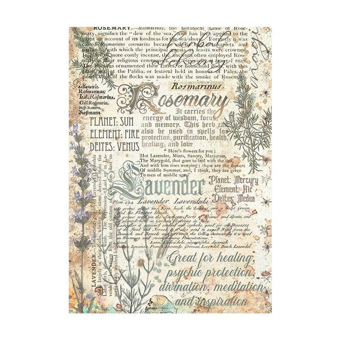 Stamperia - Assorted Rice Paper Backgrounds A6 - 8/Sheets - Fortune. Rice papers are wafer thin and can be used for wrapping, decoupage, painting, molding and are perfect for mixed media projects and other paper crafts. Available at Embellish Away located in Bowmanville Ontario Canada.