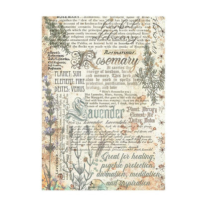 Stamperia - Assorted Rice Paper Backgrounds A6 - 8/Sheets - Fortune. Rice papers are wafer thin and can be used for wrapping, decoupage, painting, molding and are perfect for mixed media projects and other paper crafts. Available at Embellish Away located in Bowmanville Ontario Canada.