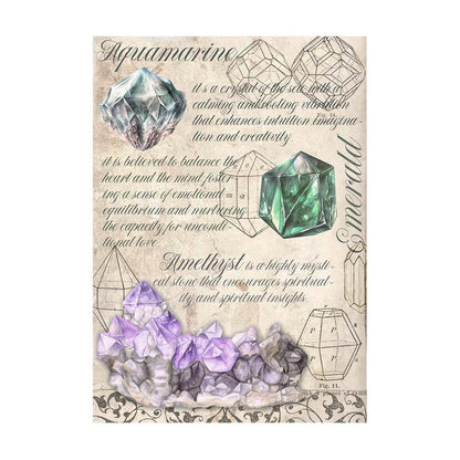 Stamperia - Assorted Rice Paper Backgrounds A6 - 8/Sheets - Fortune. Rice papers are wafer thin and can be used for wrapping, decoupage, painting, molding and are perfect for mixed media projects and other paper crafts. Available at Embellish Away located in Bowmanville Ontario Canada.