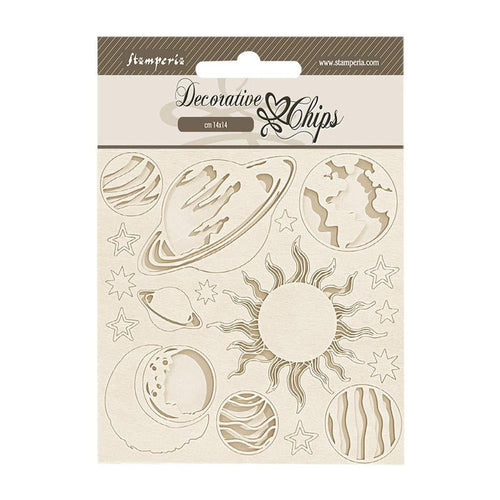 Stamperia - Decorative Chips - 5.5"X5.5" - Fortune - Planets. While you need the perfect paper to start your project, you also need the perfect embellishment to finish your project! Available at Embellish Away located in Bowmanville Ontario Canada.
