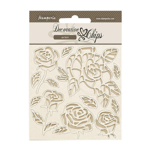 Stamperia - Decorative Chips - 5.5"X5.5" - Shabby Rose - Roses. While you need the perfect paper to start your project, you also need the perfect embellishment to finish your project! Available at Embellish Away located in Bowmanville Ontario Canada.