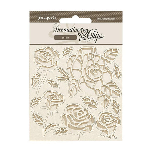Stamperia - Decorative Chips - 5.5"X5.5" - Shabby Rose - Roses. While you need the perfect paper to start your project, you also need the perfect embellishment to finish your project! Available at Embellish Away located in Bowmanville Ontario Canada.