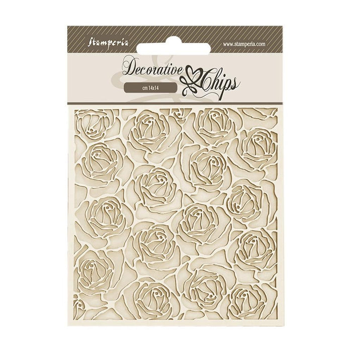 Stamperia - Decorative Chips 5.5"X5.5" - Romance Forever - Pattern. While you need the perfect paper to start your project, you also need the perfect embellishment to finish your project! Available at Embellish Away located in Bowmanville Ontario Canada.