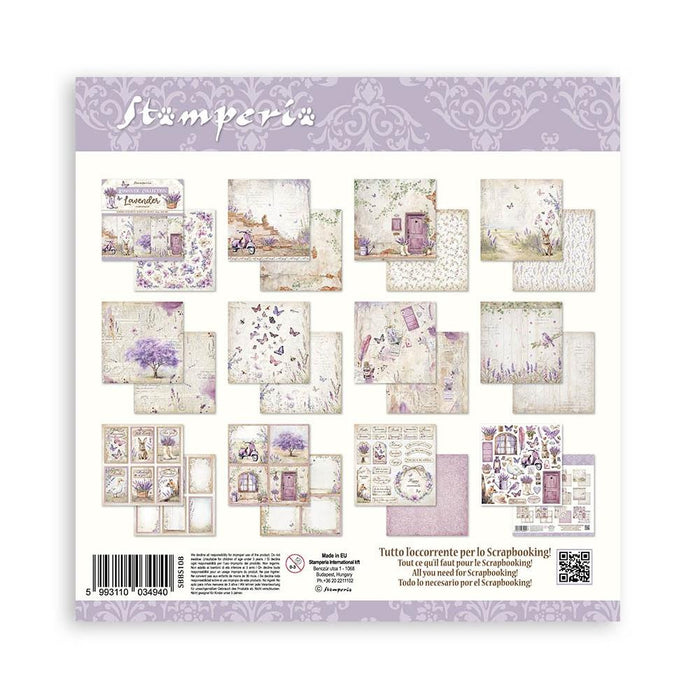 Stamperia - Double-Sided Paper Pad 8"X8" - 10/Pkg - Lavender, 10 Designs/1 Each.  Available in a variety of designs, each sold separately. Contains ten 8x8 inch sheets of double-sided paper, each with a different design. Acid free. Available at Embellish Away located in Bowmanville Ontario Canada.