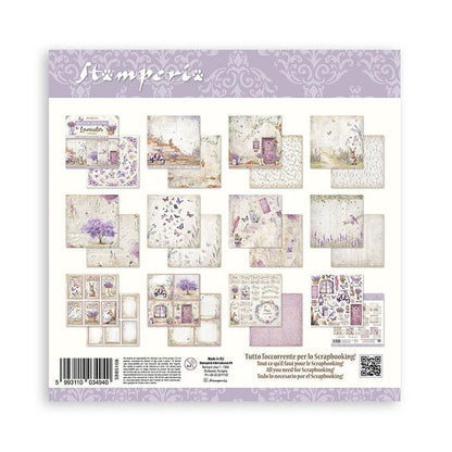 Stamperia - Double-Sided Paper Pad 8"X8" - 10/Pkg - Lavender, 10 Designs/1 Each.  Available in a variety of designs, each sold separately. Contains ten 8x8 inch sheets of double-sided paper, each with a different design. Acid free. Available at Embellish Away located in Bowmanville Ontario Canada.