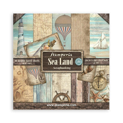 Stamperia - Double-Sided Paper Pad 8"X8" - 10/Pkg - Sea Land. The perfect start to your scrapbooks, cards and more! Available at Embellish Away located in Bowmanville Ontario Canada.