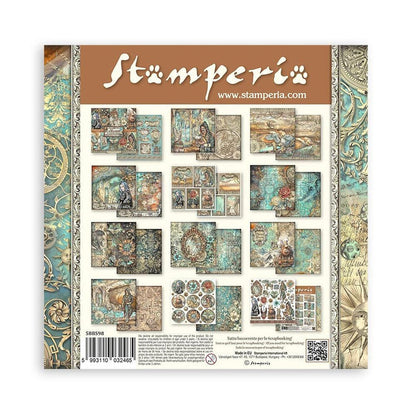 Stamperia - Double-Sided Paper Pad 8"X8" - 10/Pkg - Sir Vagabond In Fantasy World. The perfect start to your scrapbooks, cards and more! This package contains ten 8x8 inch double-sided sheets with a different design on each side. Available at Embellish Away located in Bowmanville Ontario Canada.