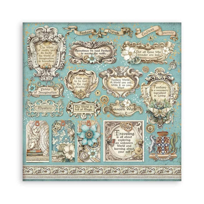 Stamperia - Double-Sided Paper Pad 8"X8" - 10/Pkg - Sir Vagabond In Fantasy World. The perfect start to your scrapbooks, cards and more! This package contains ten 8x8 inch double-sided sheets with a different design on each side. Available at Embellish Away located in Bowmanville Ontario Canada.