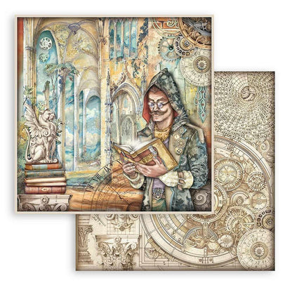 Stamperia - Double-Sided Paper Pad 8"X8" - 10/Pkg - Sir Vagabond In Fantasy World. The perfect start to your scrapbooks, cards and more! This package contains ten 8x8 inch double-sided sheets with a different design on each side. Available at Embellish Away located in Bowmanville Ontario Canada.