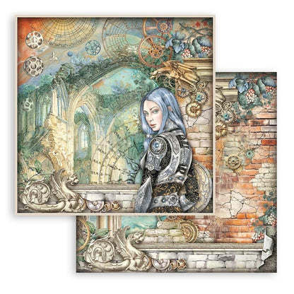 Stamperia - Double-Sided Paper Pad 8"X8" - 10/Pkg - Sir Vagabond In Fantasy World. The perfect start to your scrapbooks, cards and more! This package contains ten 8x8 inch double-sided sheets with a different design on each side. Available at Embellish Away located in Bowmanville Ontario Canada.