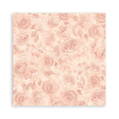 Stamperia - Polyester Fabric 12"X12" - 4/Pkg - Shabby Rose. This fabric can be sewn by hand or machine, or used with craft glue. It can be washed by hand in cold water. Ready to use on greeting cards, mixed media, altered art and more. Available at Embellish Away located in Bowmanville Ontario Canada.
