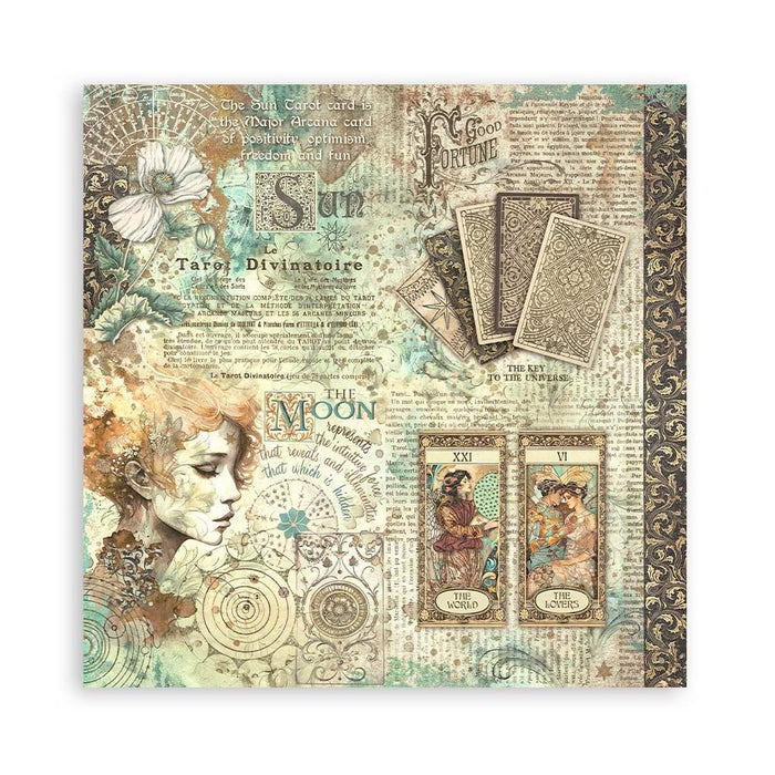 Stamperia - Single-Sided Paper Pad 8"X8" - 22/Pkg - Fortune. All you need for scrapbooking! This package contains twenty-two 8x8 inch sheets of single-sided paper, each in different designs. Acid free. Available at Embellish Away located in Bowmanville Ontario Canada.