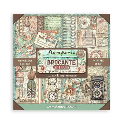 Stamperia - Double-Sided Paper Pad 8"X8" - 22/Pkg - Brocante Antiques. All you need for scrapbooking! This package contains 22 sheets of 8x8 single-sided cardstock. Available in a variety of designs, each sold separately. Acid Free.
