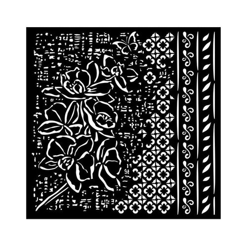 Stamperia - Stencil 7"X7" - Orchids And Cats - Orchid Pattern. Stencils can add fun accents or elegant designs to scrapbook pages, greeting cards, mixed media and craft projects! Available at Embellish Away located in Bowmanville Ontario Canada.