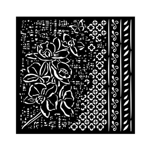 Stamperia - Stencil 7"X7" - Orchids And Cats - Orchid Pattern. Stencils can add fun accents or elegant designs to scrapbook pages, greeting cards, mixed media and craft projects! Available at Embellish Away located in Bowmanville Ontario Canada.
