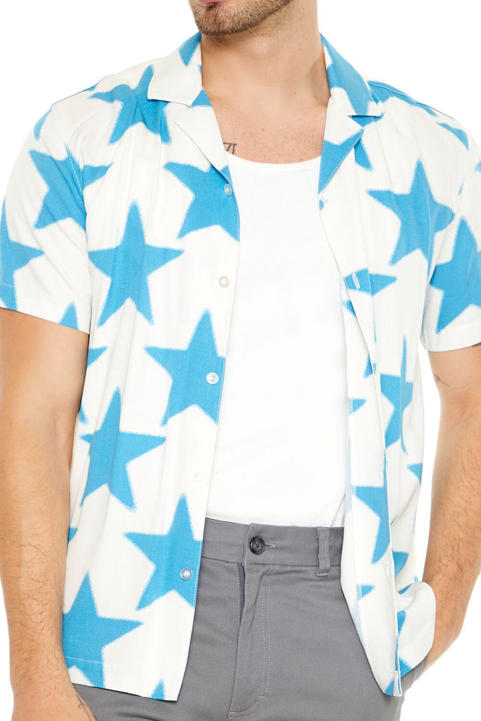 Star Print Button-Up Shirt