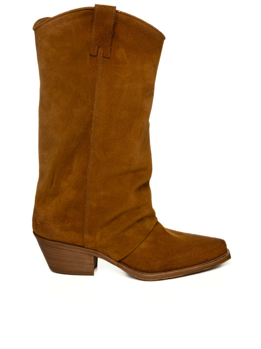 UP44 Stivale texano camoscio cuoio DX909 INGR-CUOIO