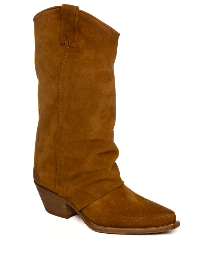 UP44 Stivale texano camoscio cuoio DX909 INGR-CUOIO