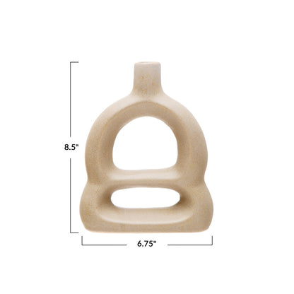 Stoneware Sculptural Vase, Matte Beige