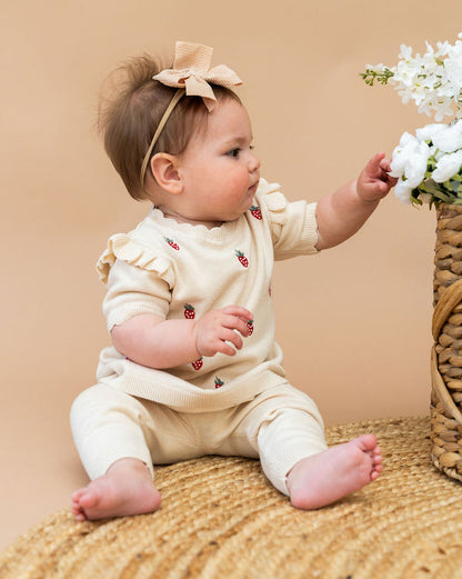 Strawberry Embroidered Sweater Knit Baby Dress (Organic Cotton)