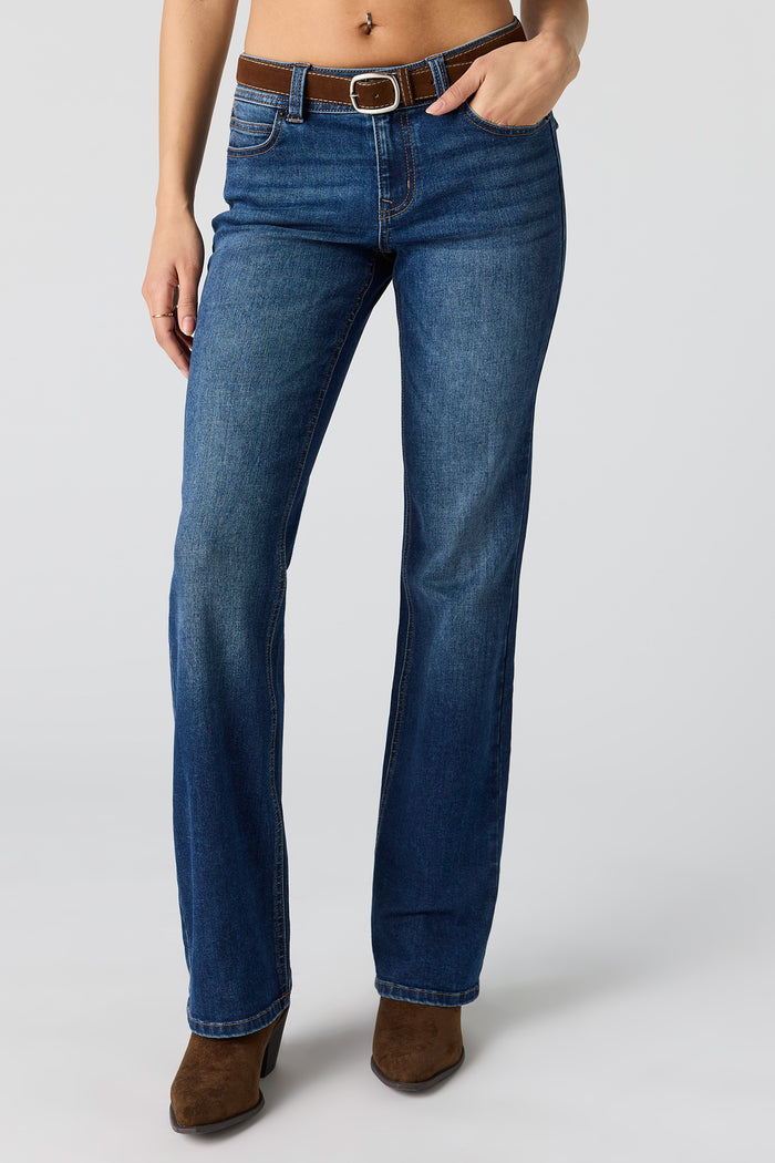 Stretch Low Rise Belted Bootcut Jean