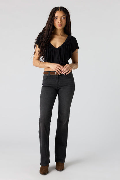 Stretch Low Rise Belted Bootcut Jean