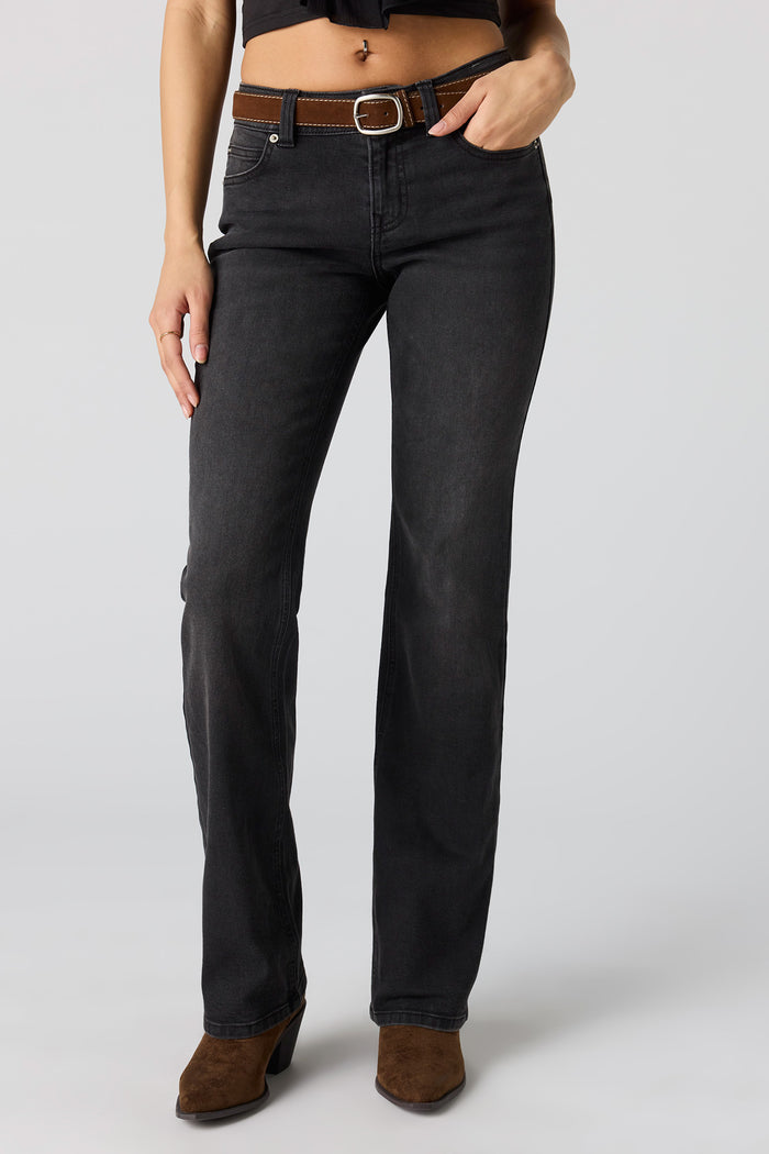 Stretch Low Rise Belted Bootcut Jean