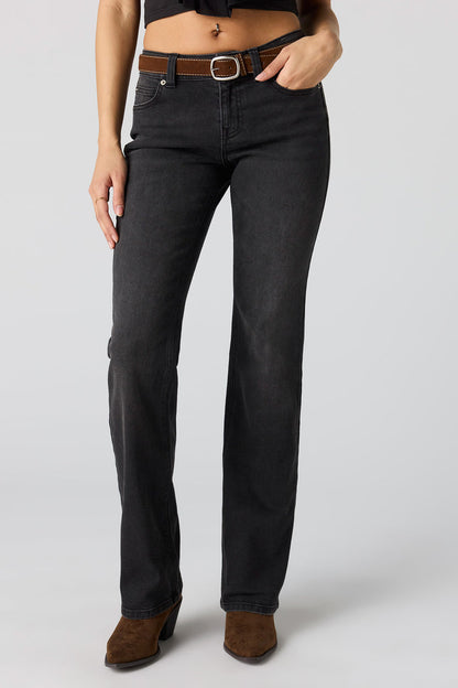 Stretch Low Rise Belted Bootcut Jean
